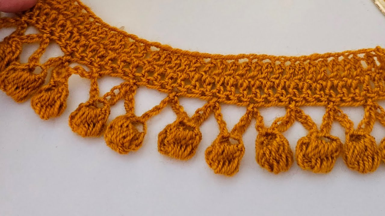 كروشيه حواف لتزيين شالات ومفارش الكروشي / حافة البونبون كروشيShell Border /  Crochet pom  pom border