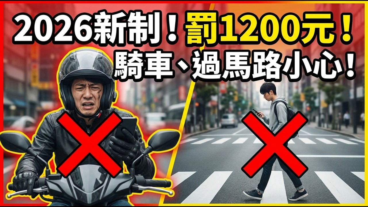 2026交通新制全解析：紅燈滑手機、行車抽菸一律罰1200！無照最高罰6萬＋拖車｜70歲換照、退駕領3.6萬、考照變難一次看懂