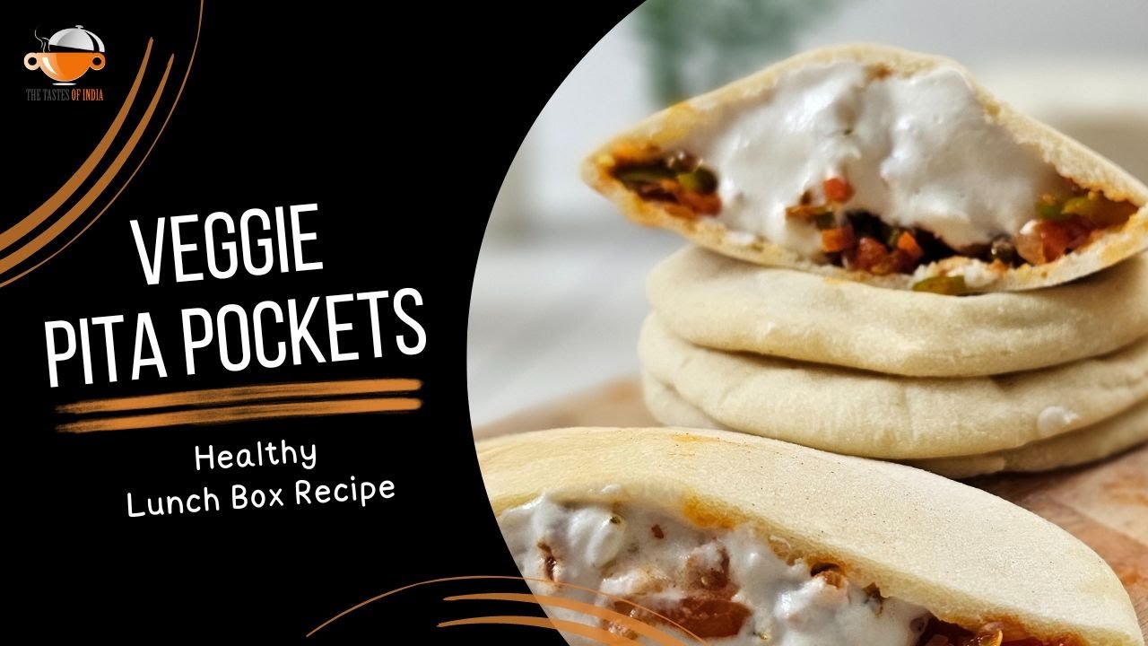 Veggie Pita Pockets Recipe | Pita Pockets Recipe | Vegetables Stuffed Pita Pockets | Pita Pockets