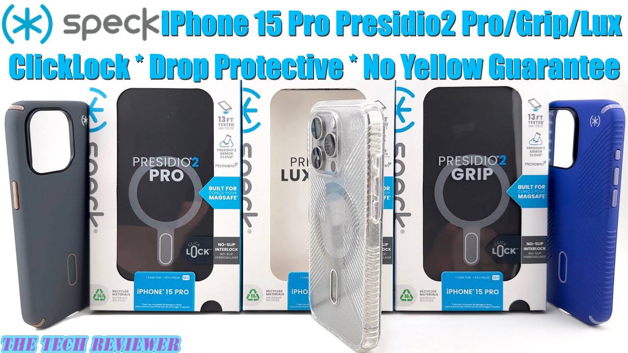 Speck Presidio2 Pro/Grip/Lux: Great iPhone 15 Pro Protective Cases with ClickLock Mega MagSafe Hold!
