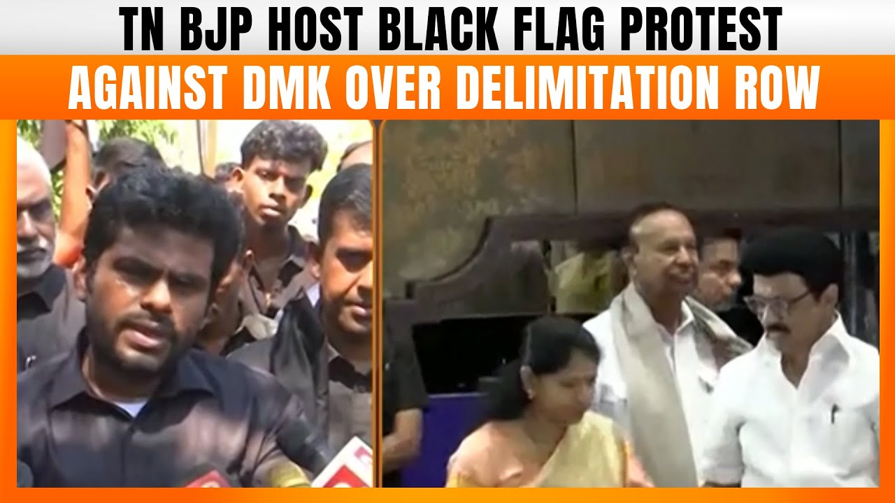 TN BJP&rsquo;s Black Flag Protest Against DMK Over Delimitation Row | K Annamalai | News9