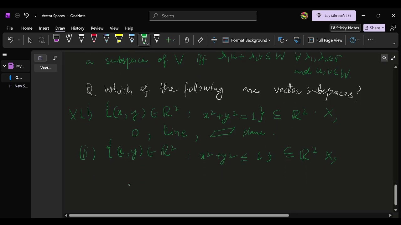 Linear Algebra (Vector Subspaces and Examples) #maths #csirnet 