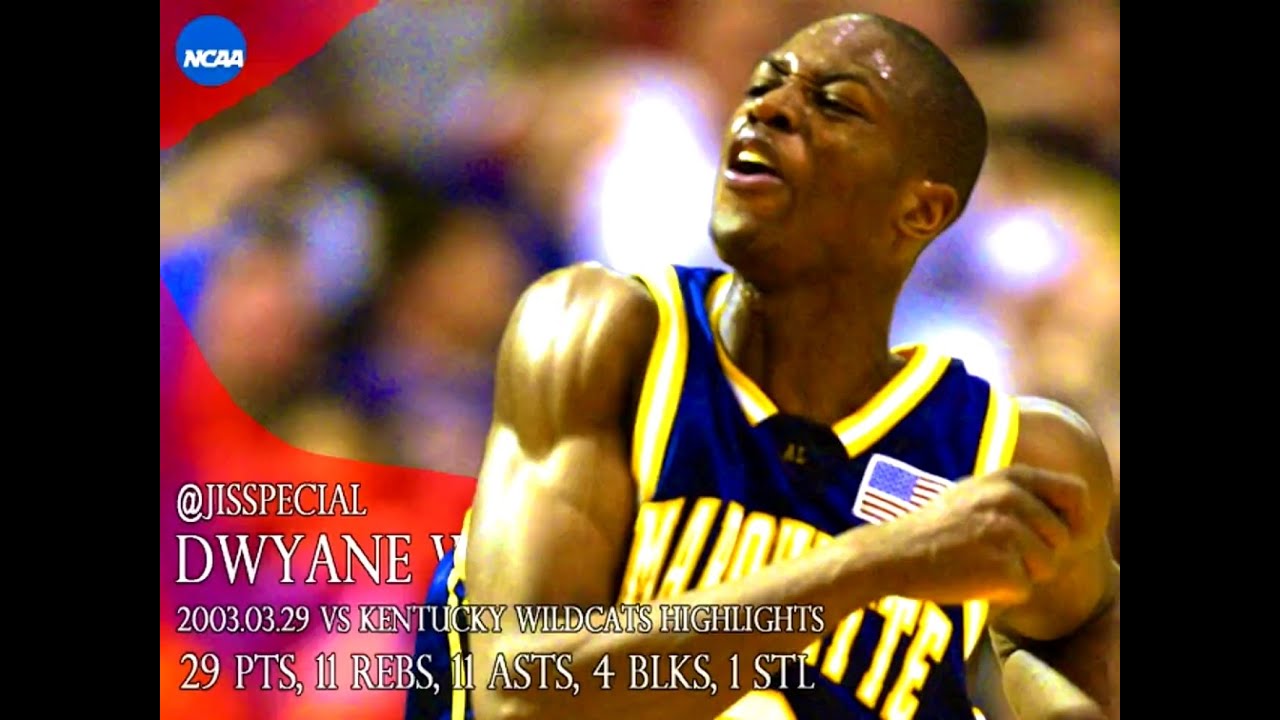 2003.03.29 Marquette vs Kentucky Dwyane Wade Highlights, 29 pts ,11 asts, 11 rebs, 4 blks