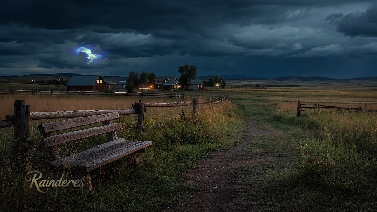 Dark Storm Clouds Over Countryside | Relaxing Thunder Ambience