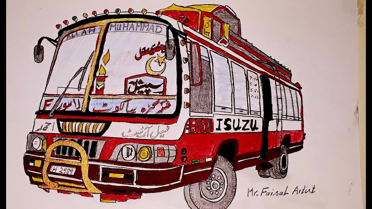 pakistan bus painting /art beautiful culture / local buses / how to make pakistani bus