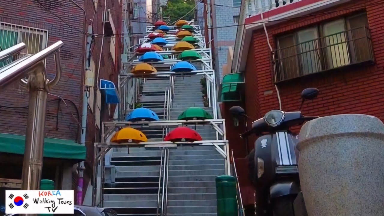 Корея [4K] Пешеходная экскурсия по Тэчхондону, Пусан | Симпатичная аллея