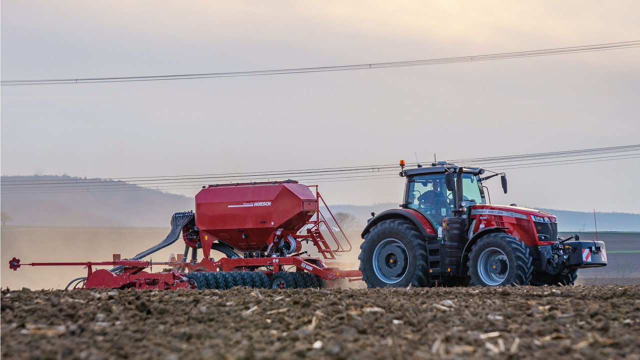 Setí hrachu | Agra Horní Dunajovice | Massey Ferguson 8740S DynaVT+Horsch Pronto 9 DC