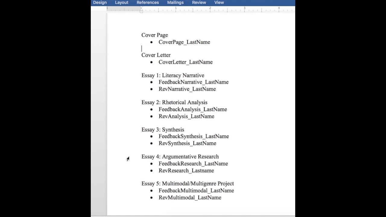 Naming Your Portfolio Documents