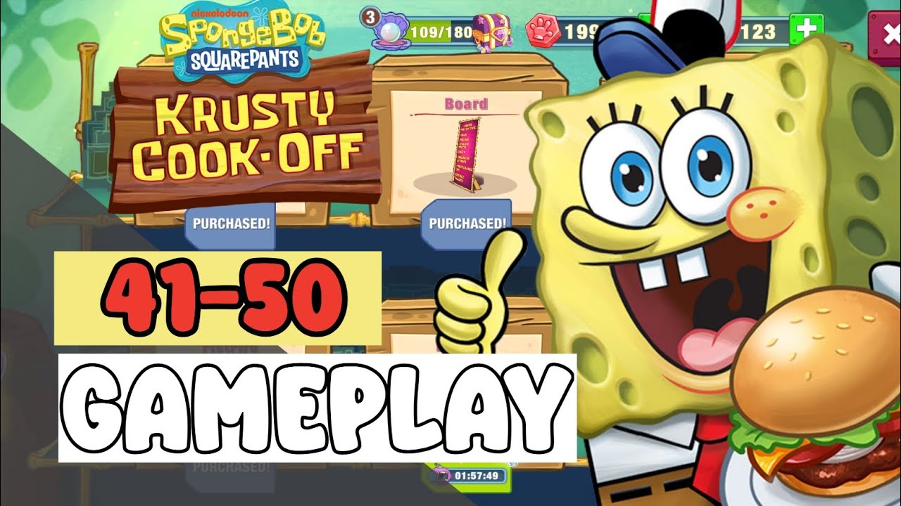 FIERY FIST 'O FRITTERS GLOVE WORLD Level 41-50 - SpongeBob: Krusty Cook-Off - Gameplay Walkthrough