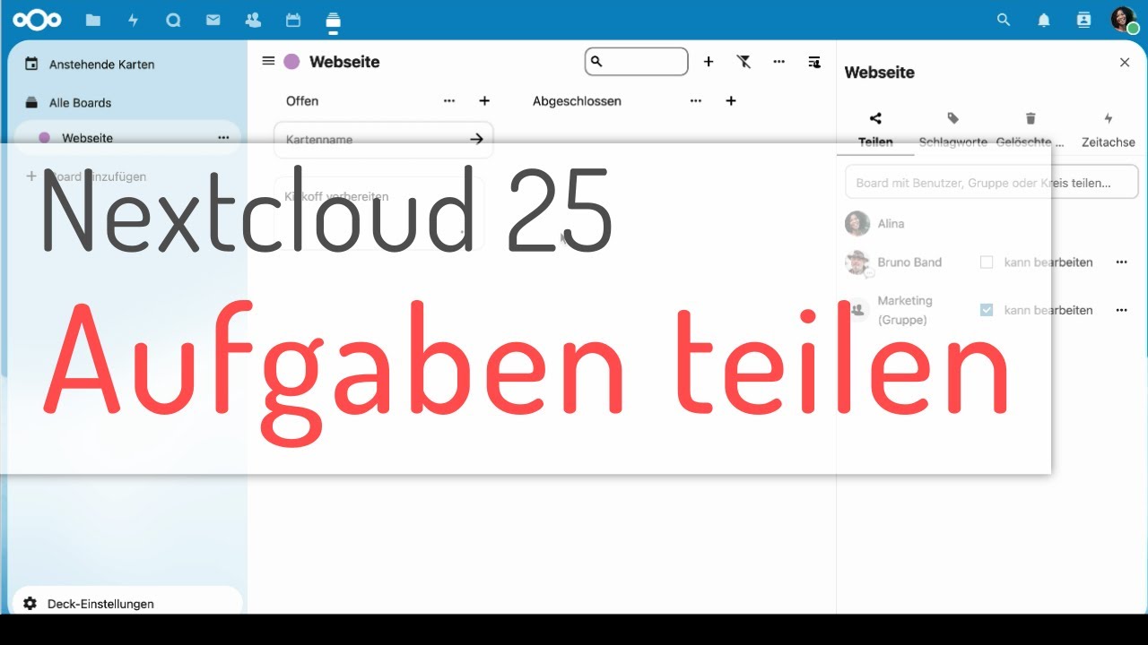 Nextcloud 25: Aufgaben teilen