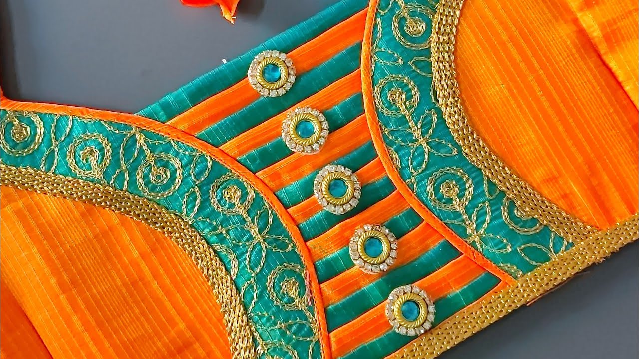 Most beautiful and trending popular bridal blouse back neck design cutting and stitching|