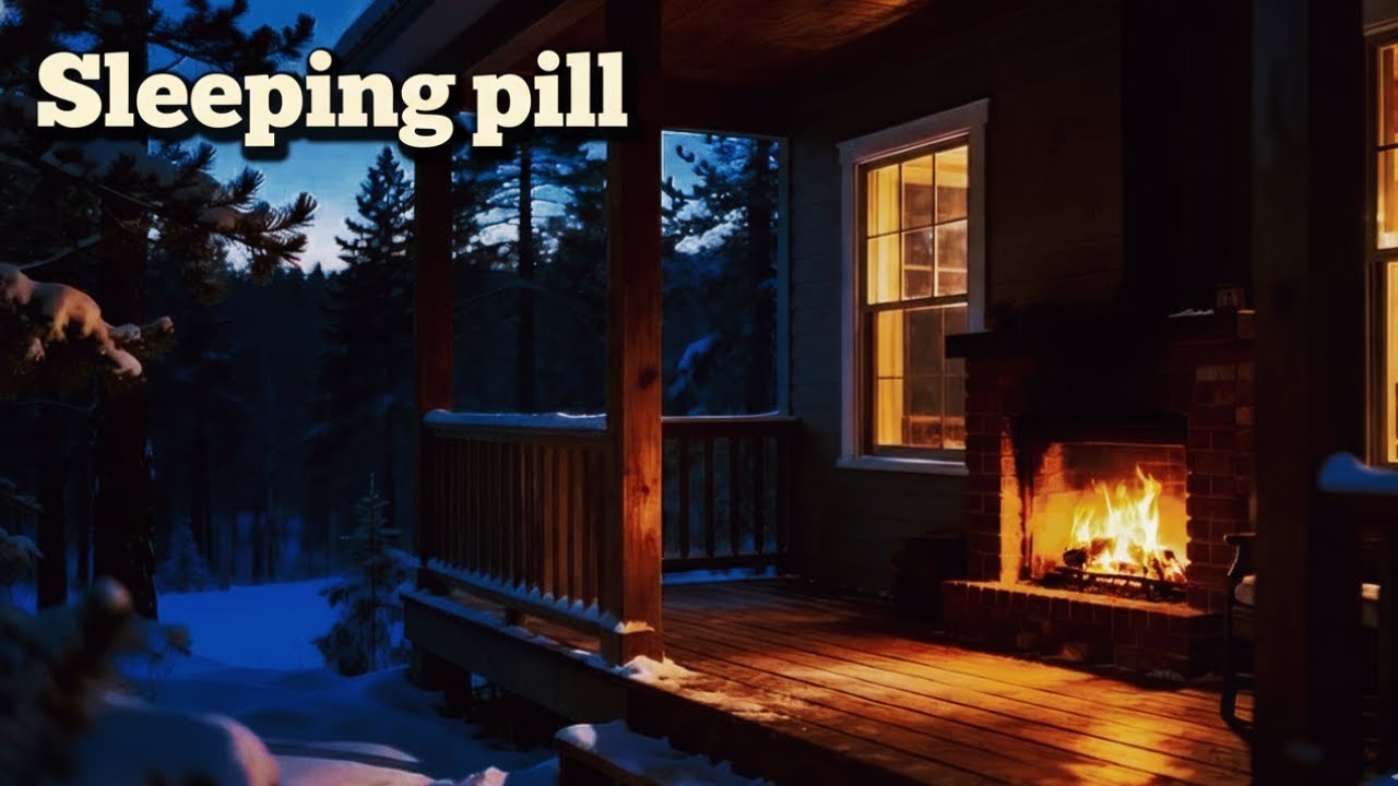 The Most Relaxing Winter Night ❄️ Cozy Porch, Fireplace & Snowy Woods