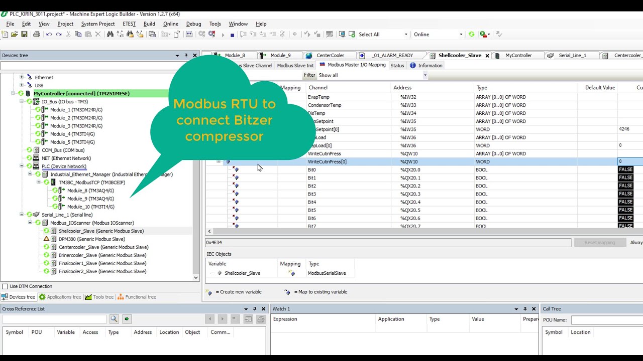 #Bitzer compressor how to config modbus to communicate PLC schneider to smart controller CM RC