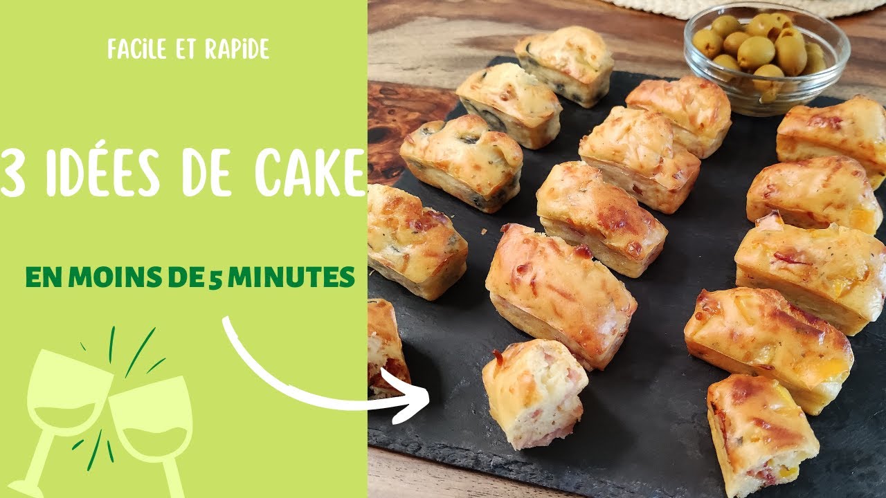 3 IDÉES DE MINI-CAKES POUR UN APÉRITIF RÉUSSI - RECETTE FACILE ET RAPIDE EN MOINS DE 5 MINUTES !!!