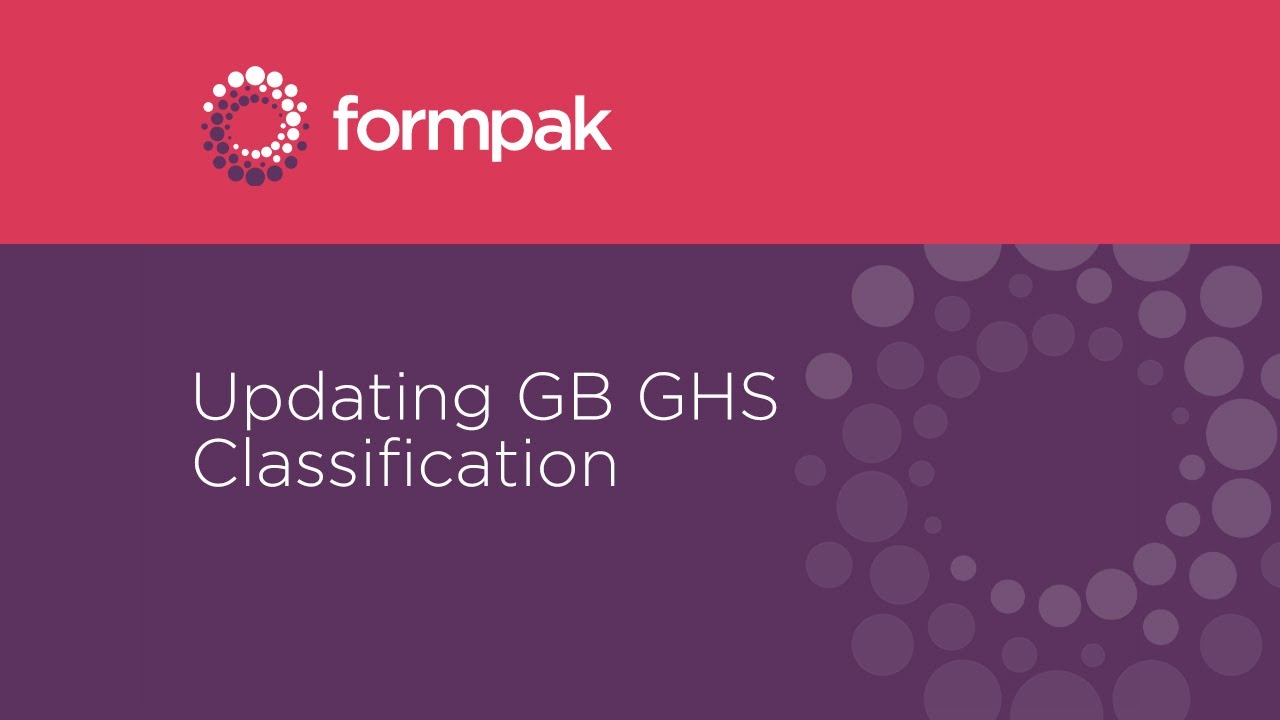 Formpak Software   Updating GB GHS Classification