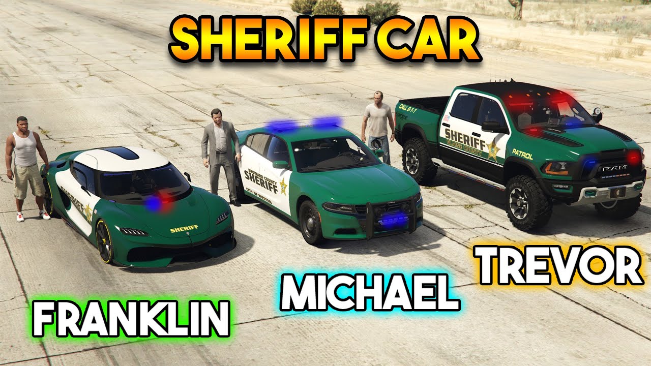 GTA 5 - FRANKLIN VS MICHAEL VS TREVOR (BEST COP SHERIFF CAR?)