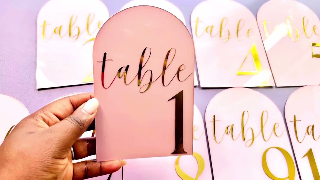 EASY DIY ACRYLIC WEDDING TABLE NUMBER TUTORIAL USING CRICUT SPACE | Wedding DIY Series