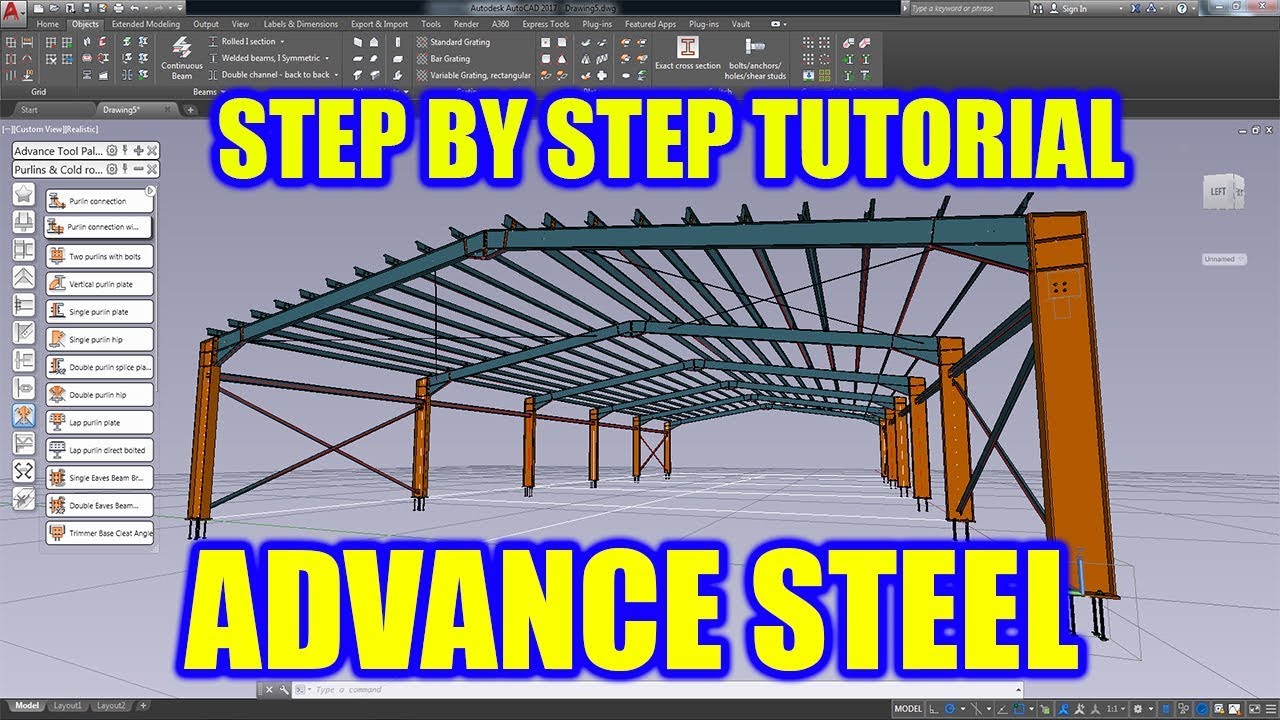ADVANCE STEEL TUTORIAL - PORTAL FRAME | #structural #detailing #design