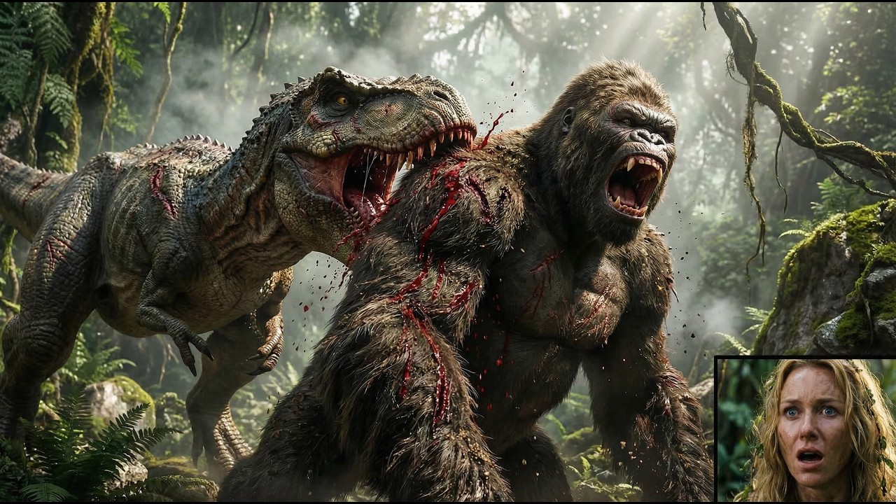 Epic King Kong vs Dinosaur fight scene on Skull Island! 🦍🦖