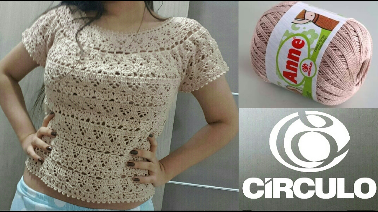 Blusa com manga em crochê