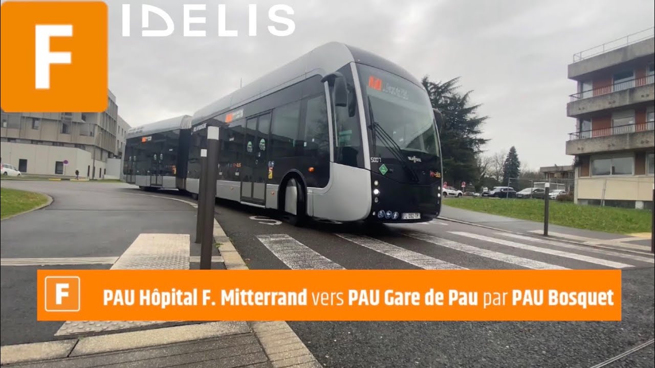 Idélis Ligne F (Fébus) PAU Hôpital François Mitterand vers Gare de Pau par PAU Bosquet 