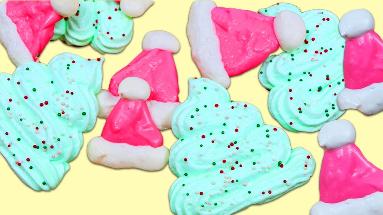 How to Make Christmas Tree & Santa Hat Meringue Cookies!