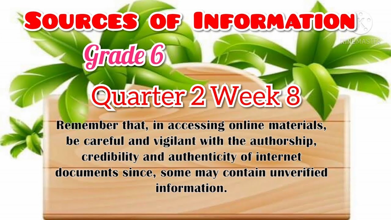 Sources of Information | Grade 6 English | Quarter 2 | Weeks 6-8