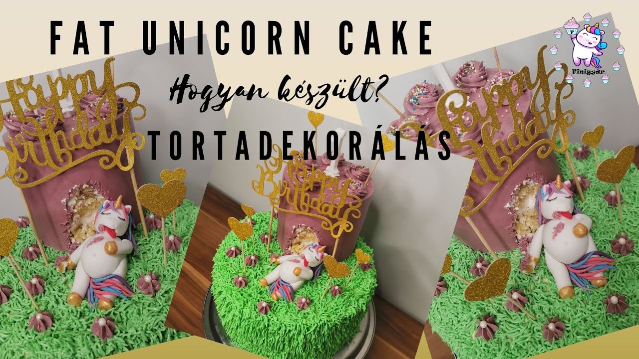 FAT UNICORN CAKE tutorial / Falánk unikornis torta dekorálása | Finigyár