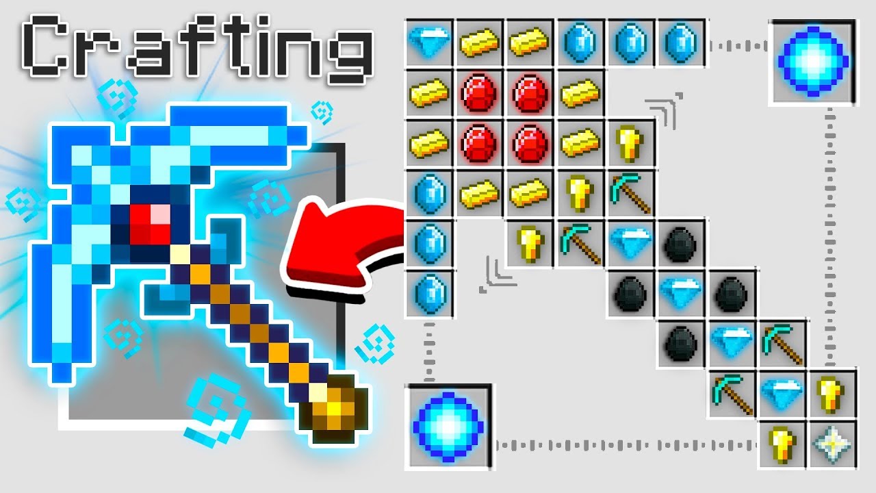 How to Craft a $1,000,000 Super Pickaxe *Overpowered* (Minecraft 1.13 Crafting Recipe)