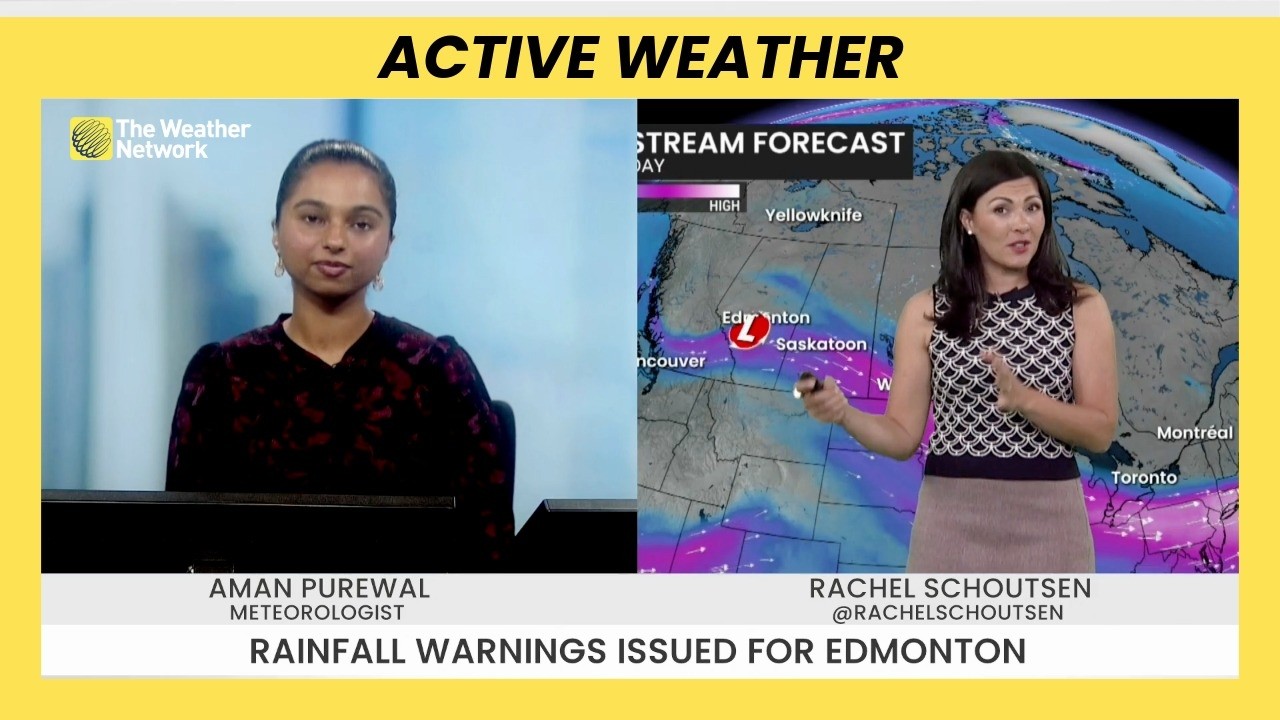 Rainfall warning for Edmonton with up to 100 mm on deck | #forecast