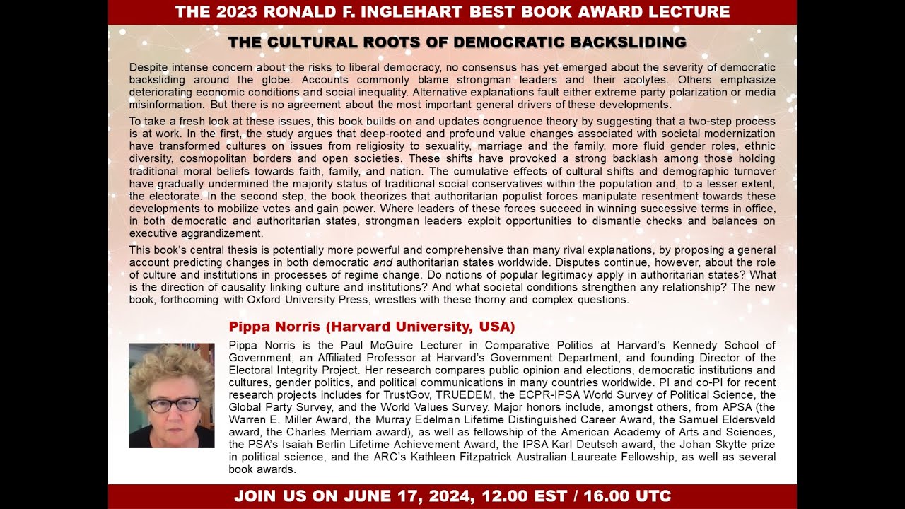 The 2023 Ronald Inglehart Best Book Award on Political Culture and Values - Lecture by Pippa Norris