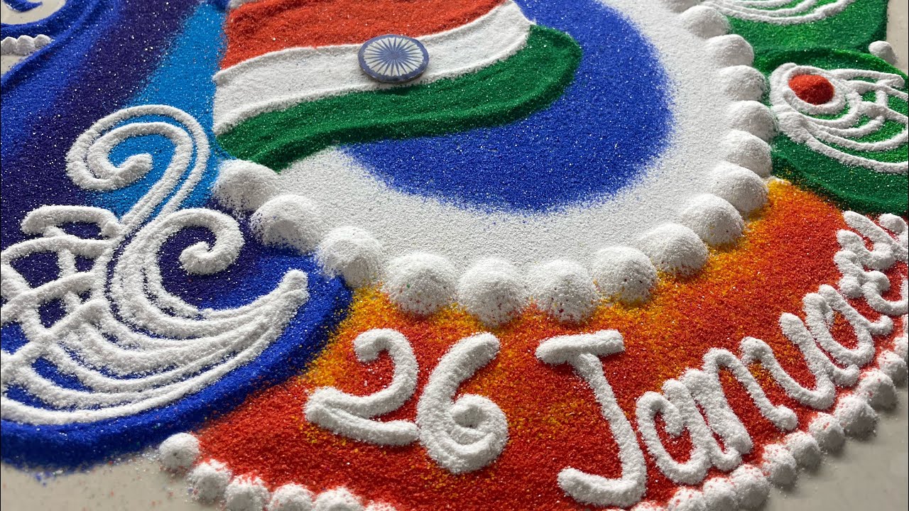 Republic Day Rangoli Design 2026 l Easy 26 January Rangoli Design प्रजासत्ताक दिन रंगोली 