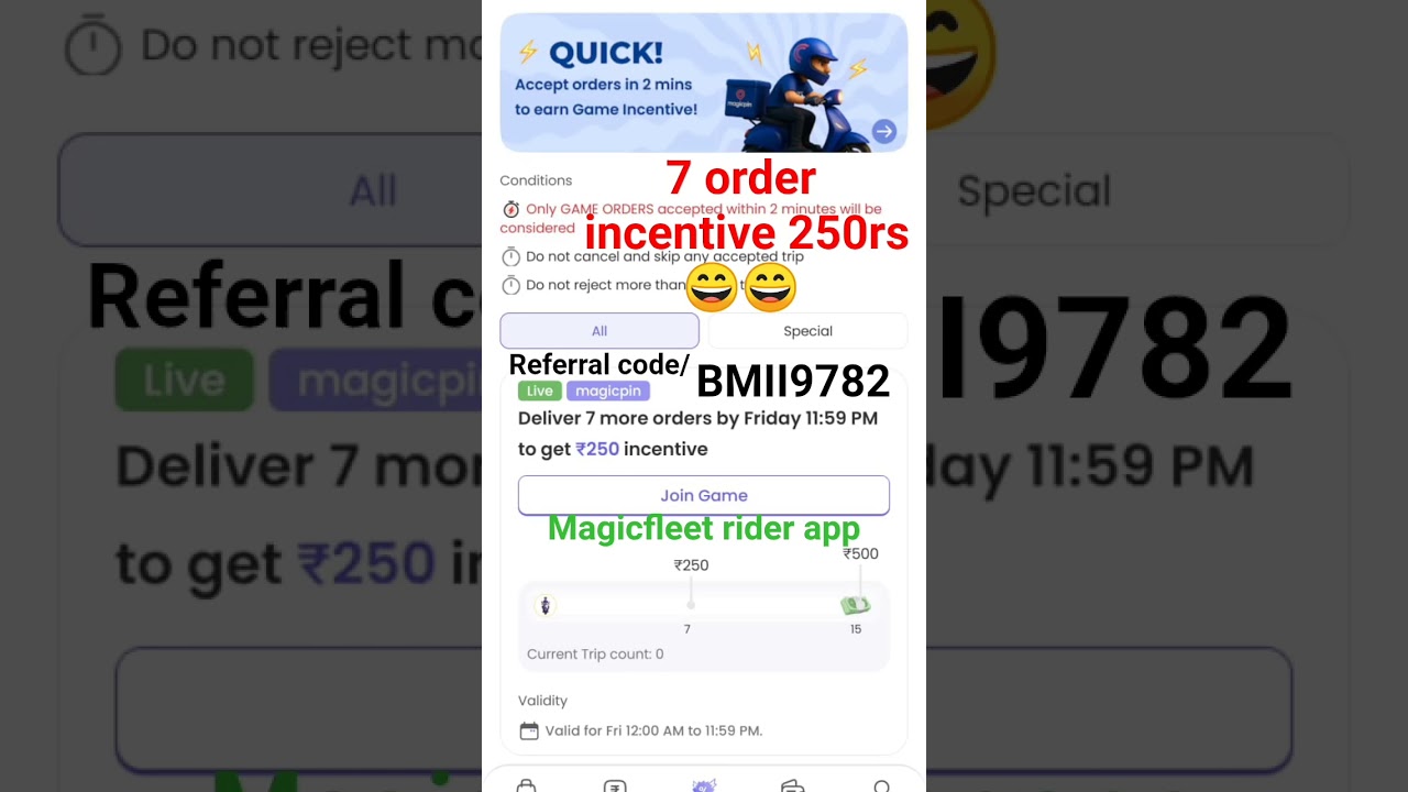 ( 7 Order Incentive 250rs ) MagicFleet Rider App | magic field food Rider App 