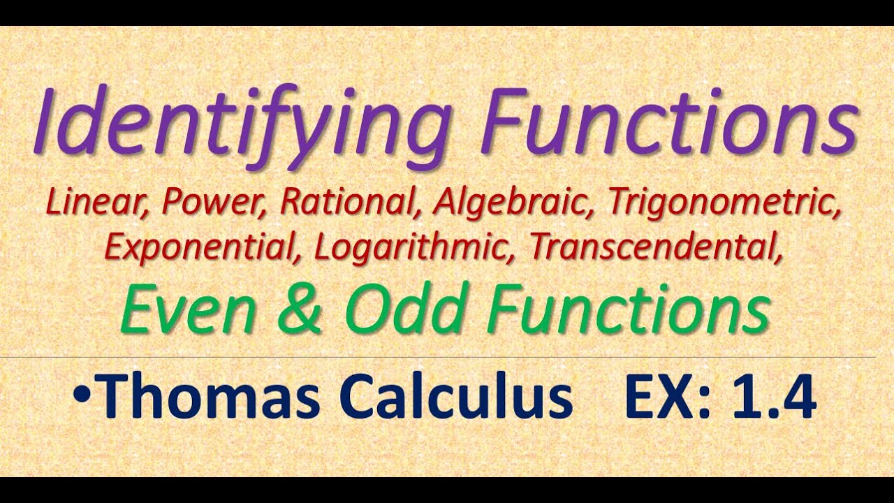 Types of Functions | Even Odd Functions | Lec-04 | Ex-1.4 Thomas Calculus
