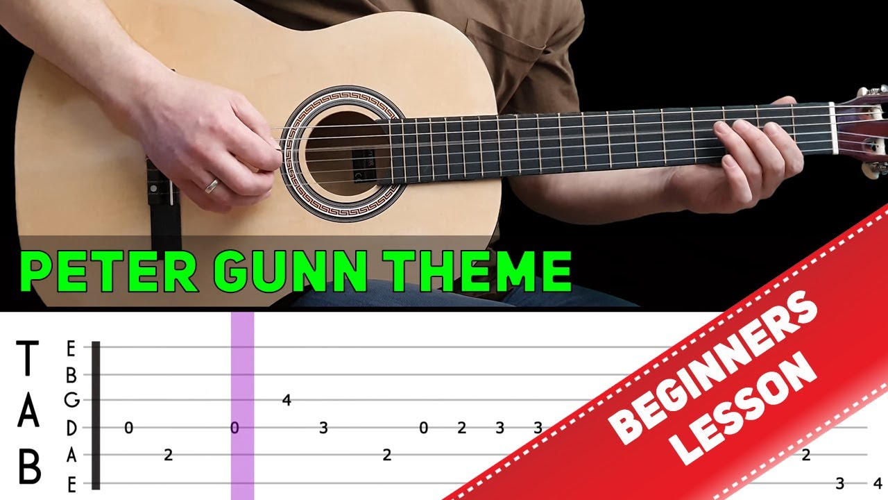 PETER GUNN THEME | Easy guitar melody lesson for beginners (with tabs) - Henry Mancini