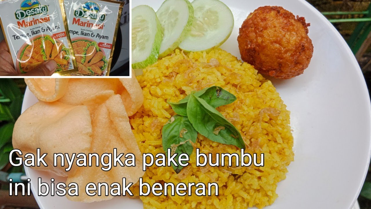 NASI KUNING MAGICOM BUMBU DESAKU MARINASI TEMPE IKAN DAN AYAM