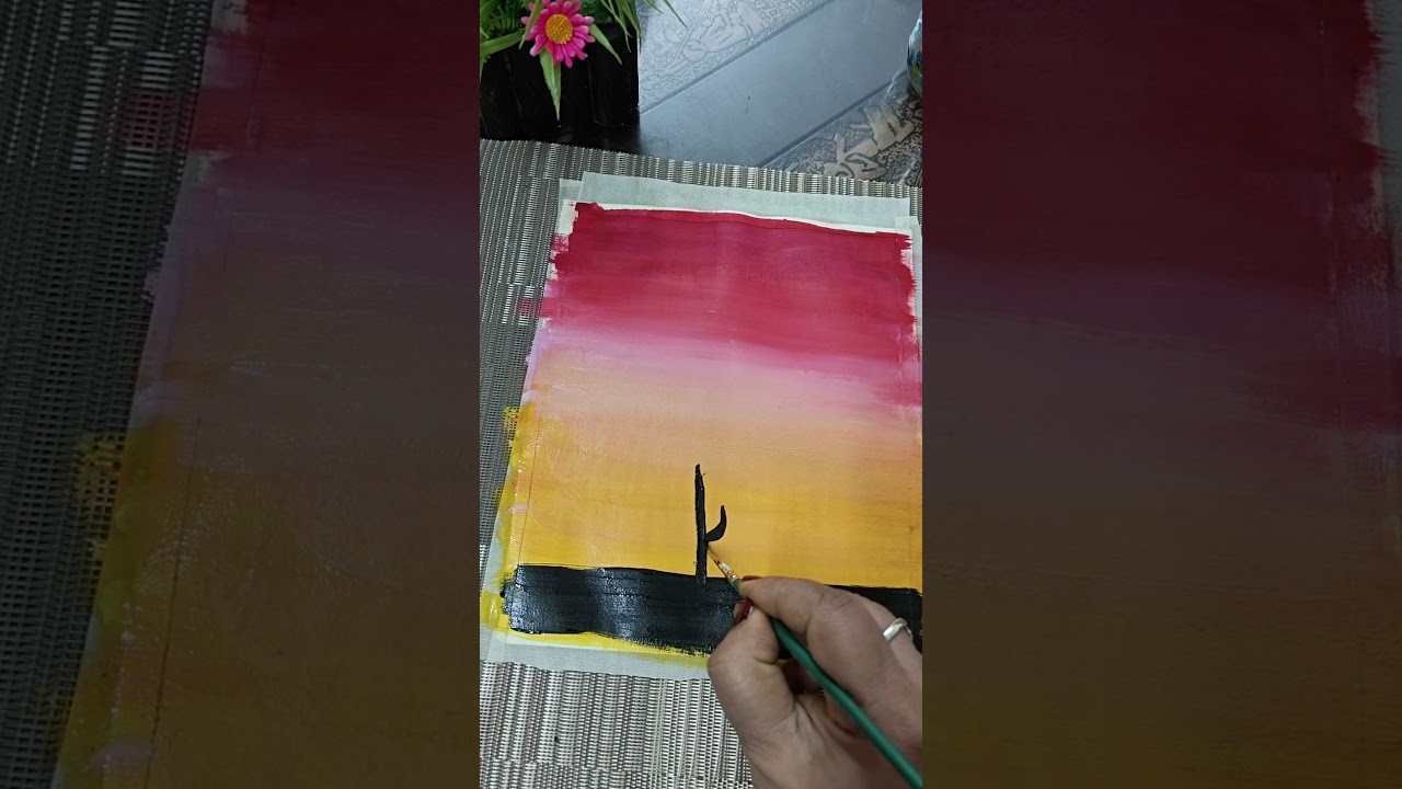 Easy Cactus Sunset Painting