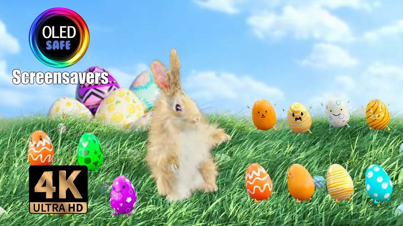 Easter Screensaver - Easter Bunny Dancing - 10 Hours - 4K - OLED Safe - No Burn-in