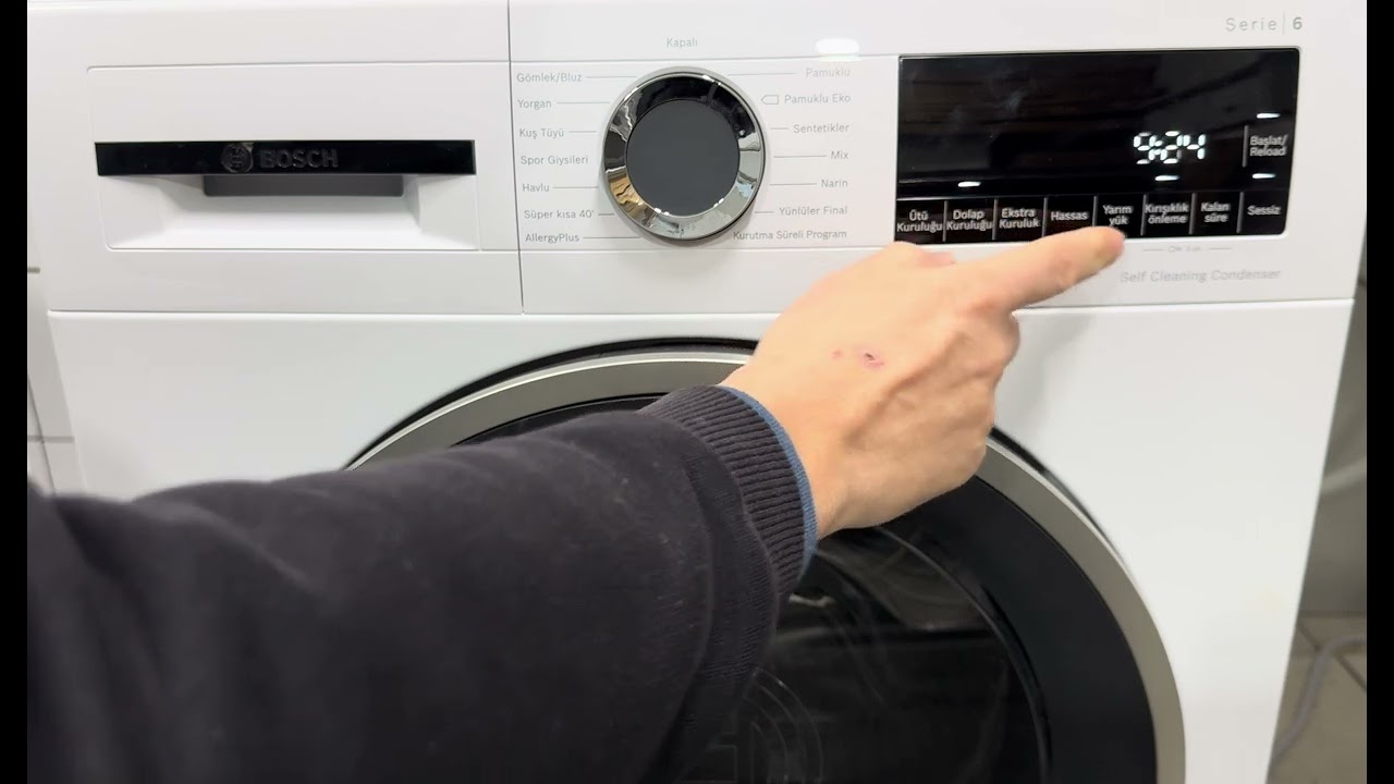 Bosch çamaşır kurutma makinesi WQG244C1TR seri 6 / 9 kg A++ self cleaning condenser kullanım tarifi