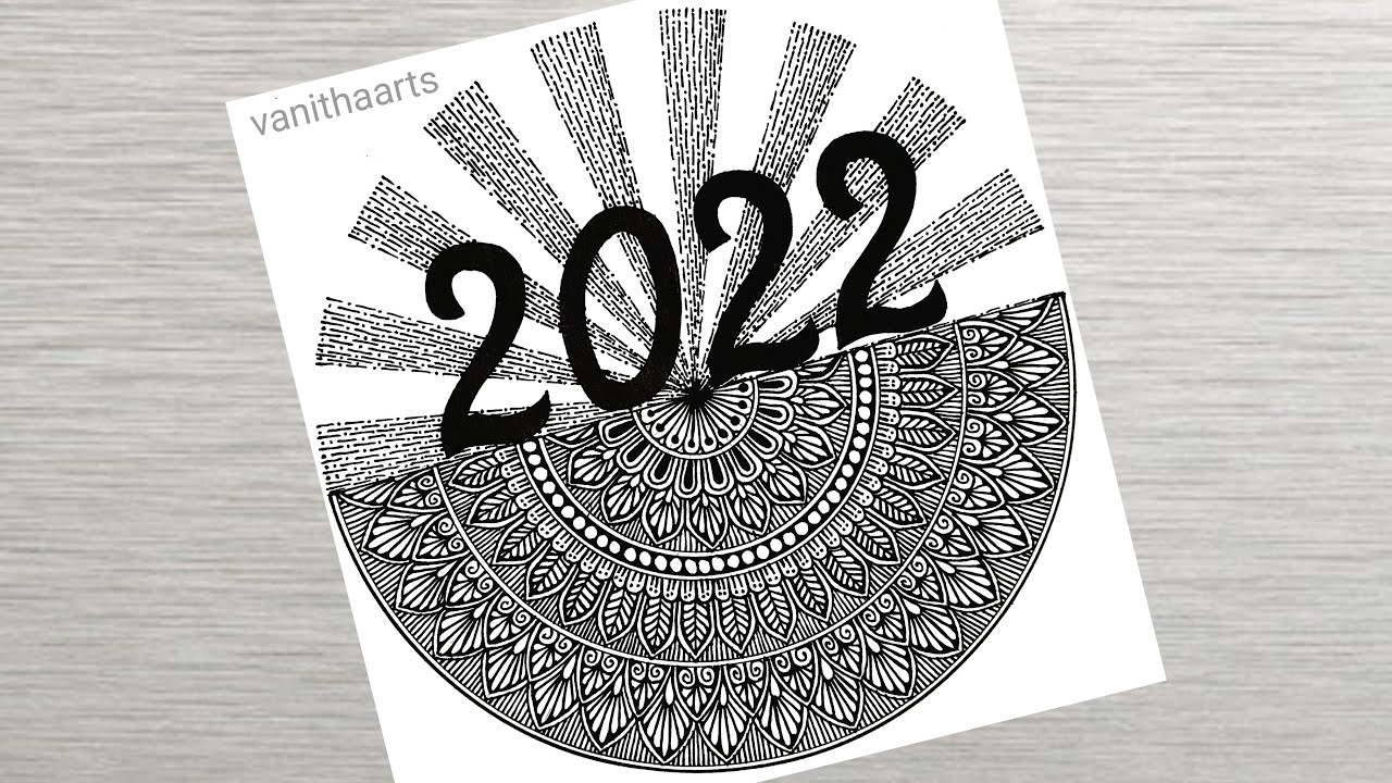 Happy New Year 2022 Mandala Art | How to draw mandala for beginners | New Year drawing | stepbystep