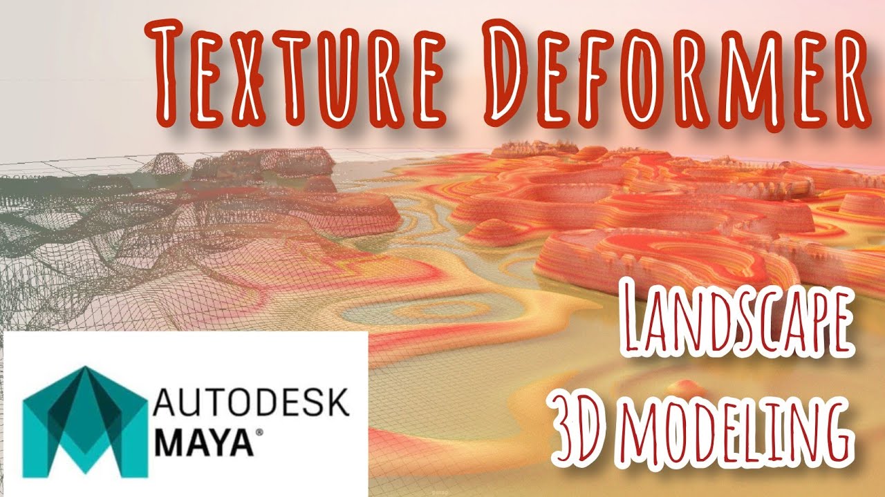 Landscape 3d modeling. Texture Deformer (Autodesk Maya tutorial)
