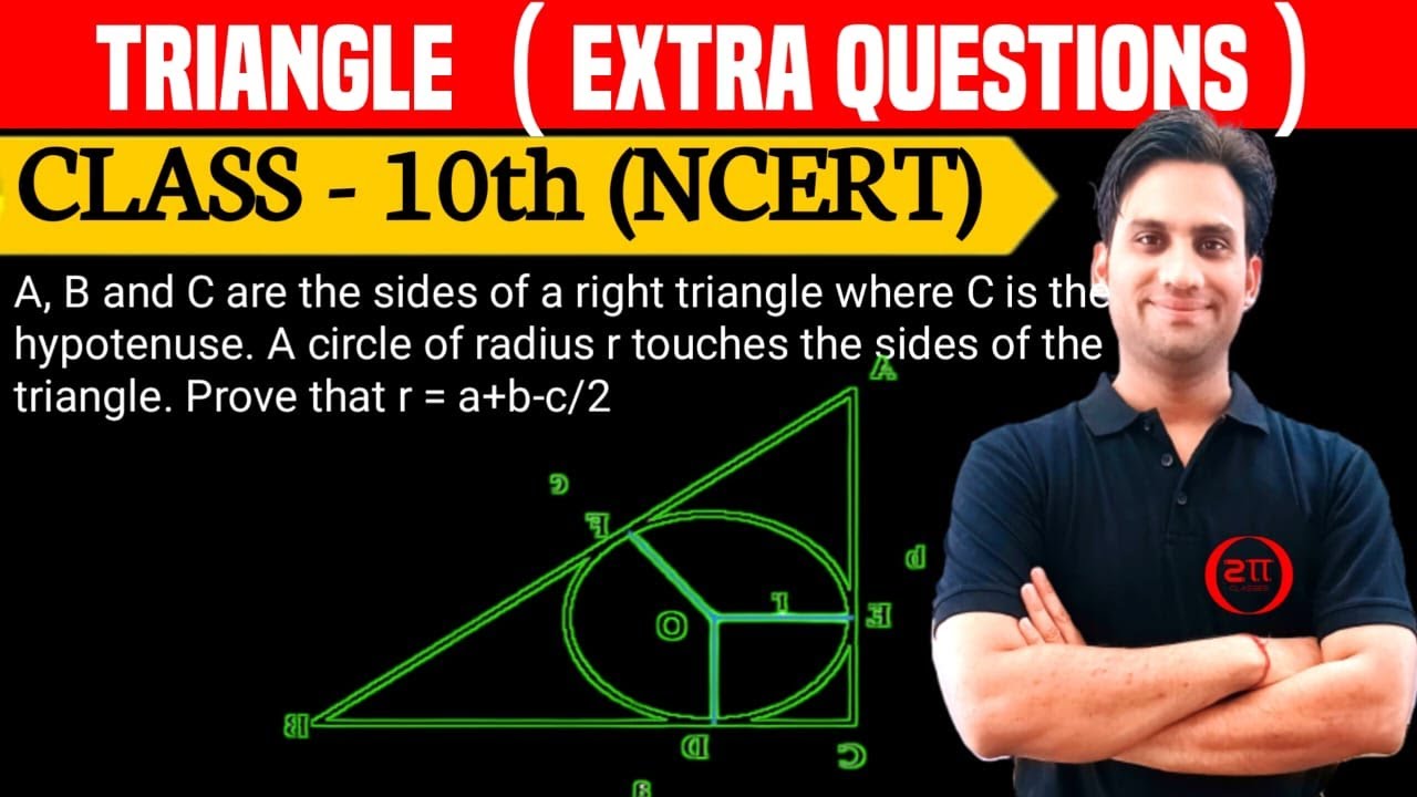 A, B and C are the sides of a right triangle where C is the hypotenuse. A circle of radius r touches