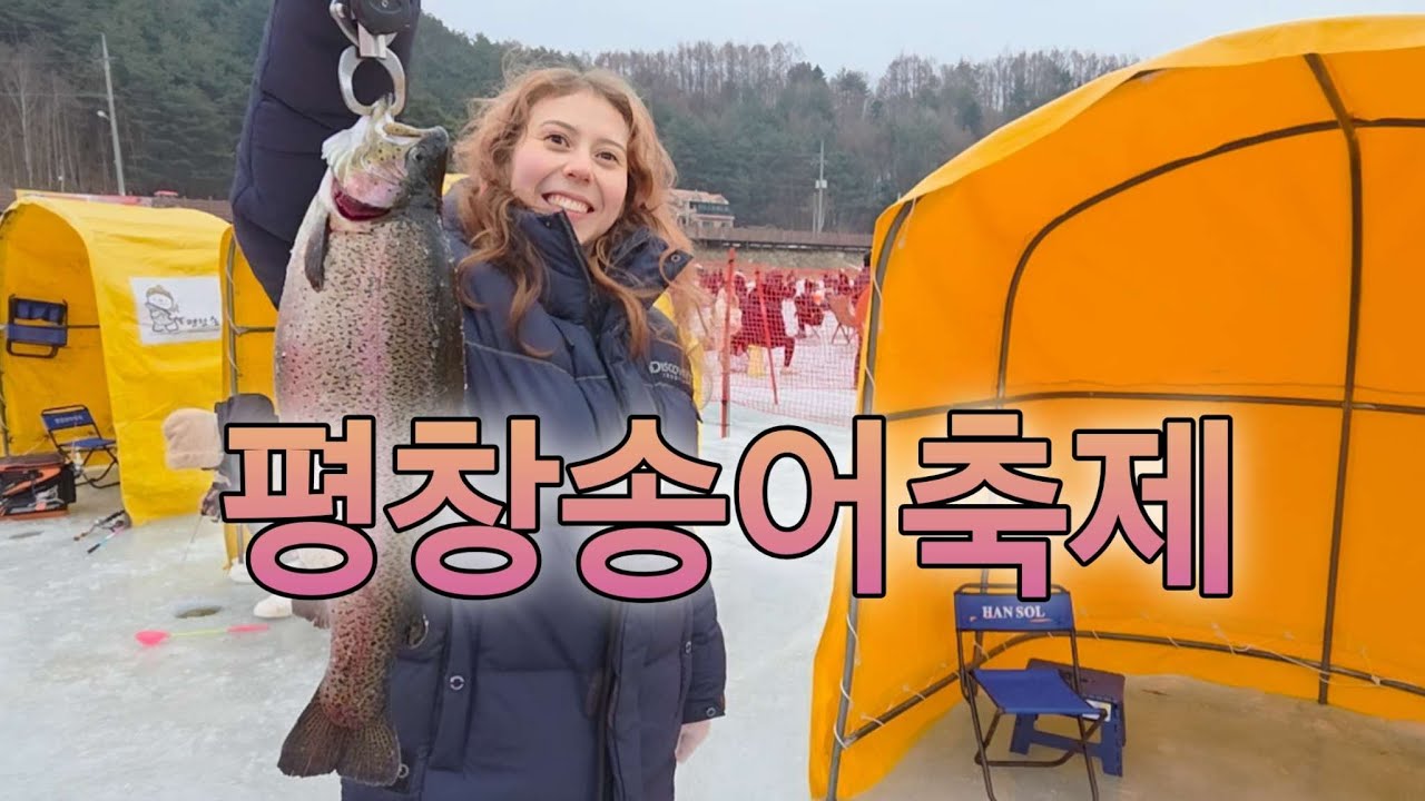 평창 송어축제에서 먹방찍는 영국 미녀