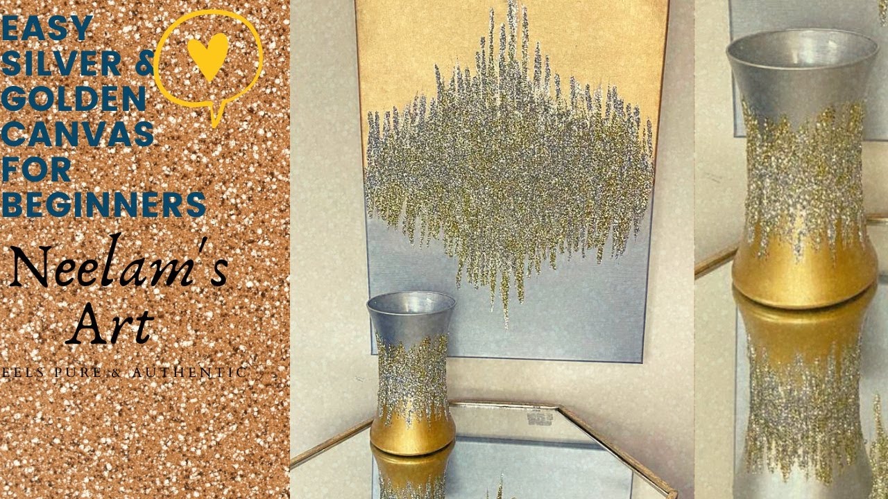 Bling Canvas painting_ Silver, Gold Glitter  and Crushed glass DIY