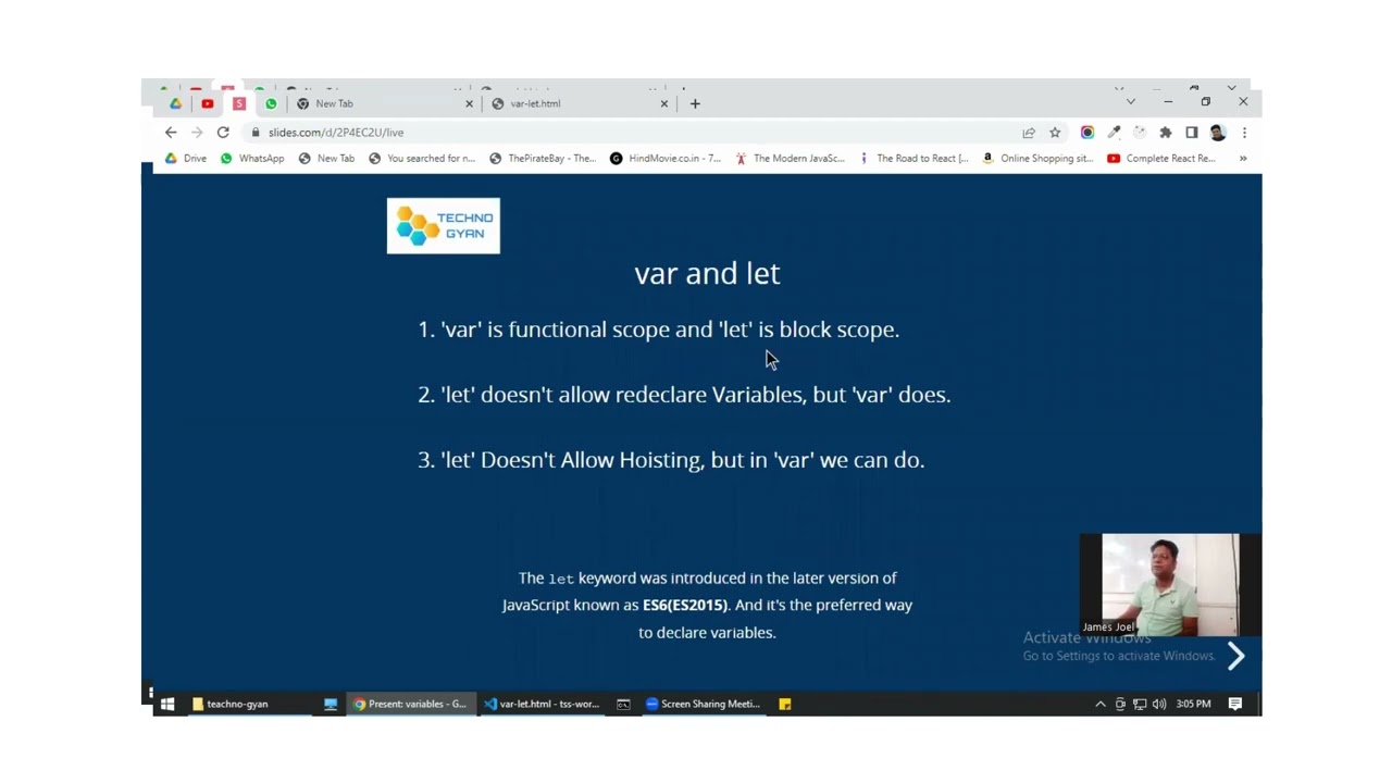 JavaScript Basic in Hindi - let & var and const