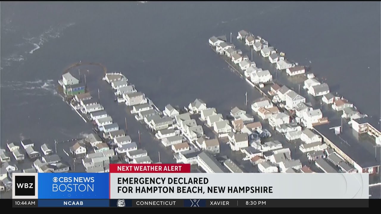 Flooding, extremely high seas in Hampton Beach, New Hampshire lead to emergency