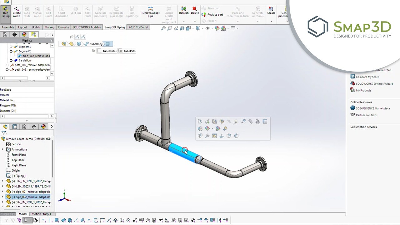 Rohrlängen ohne Nacharbeit anpassen | Am Beispiel von SOLIDWORKS
