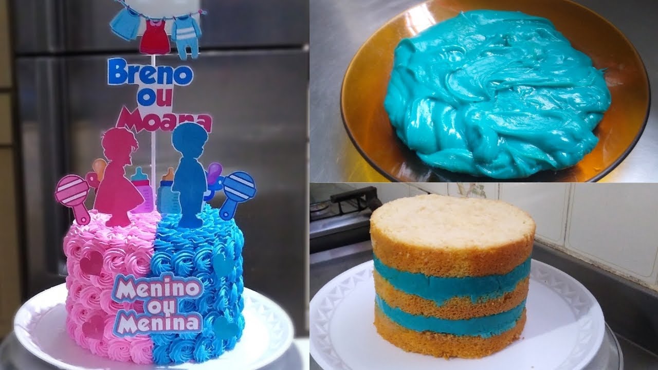 Recheio azul + Prensando o bolo + Decoração para chá revelação 😍 Confeitando com Amanda ❤️
