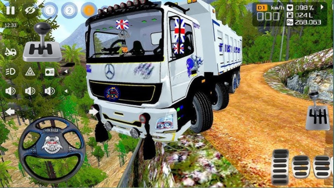 INDIAN TRUCK DRIVING BUS SIMULATOR INDONESIA MOUNTAIN ROAD BHARAT BENZ TRUCK DRIVING 