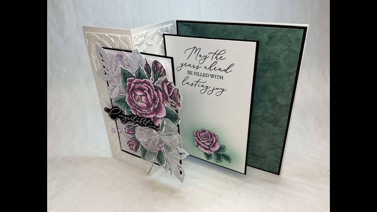 Stippled Roses - Avid Stampers FREE Card Kits (3 of 3) - Tri Panel Wedding Card